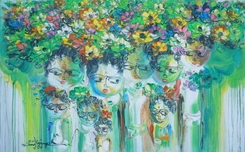 Çiçek Kızlar Soluk Yeşil