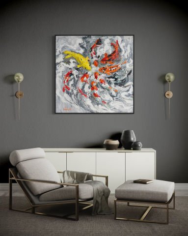 Beyaz Havuzda Koi Balıkları